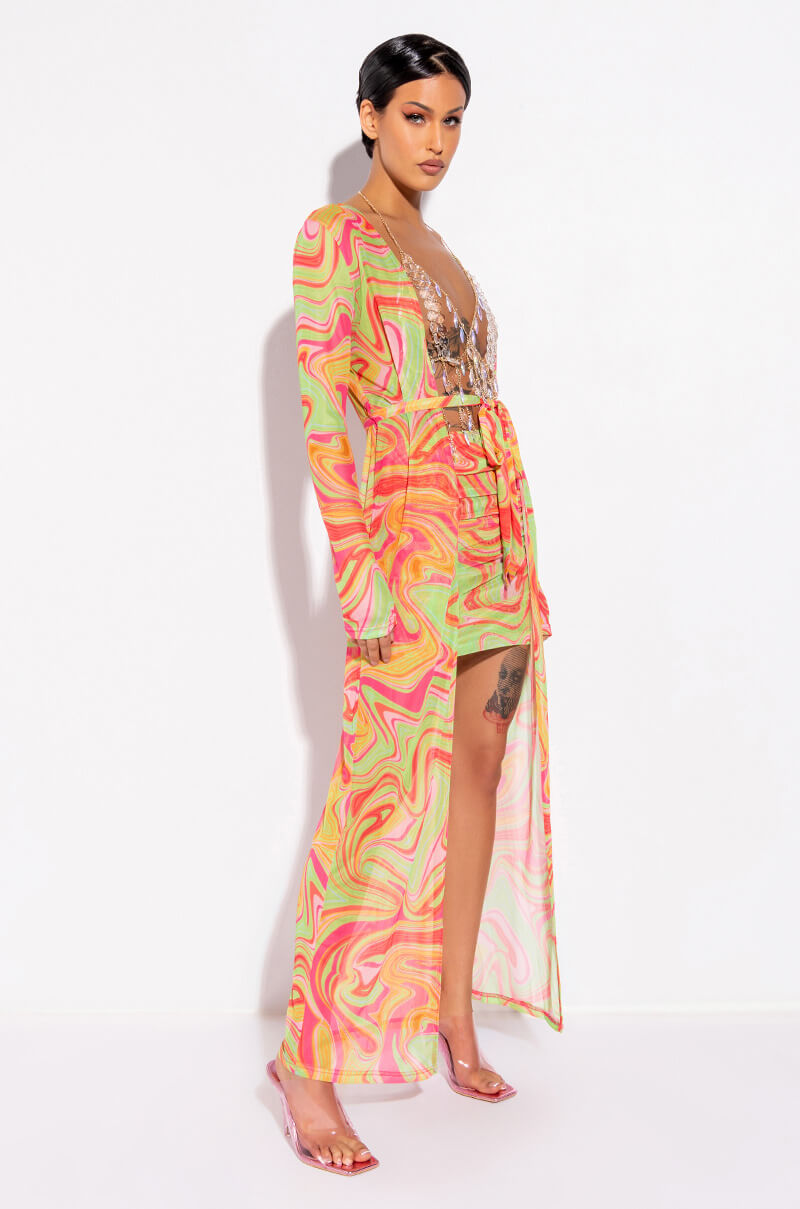 TRIPPY RUCHED MESH MINI SKIRT