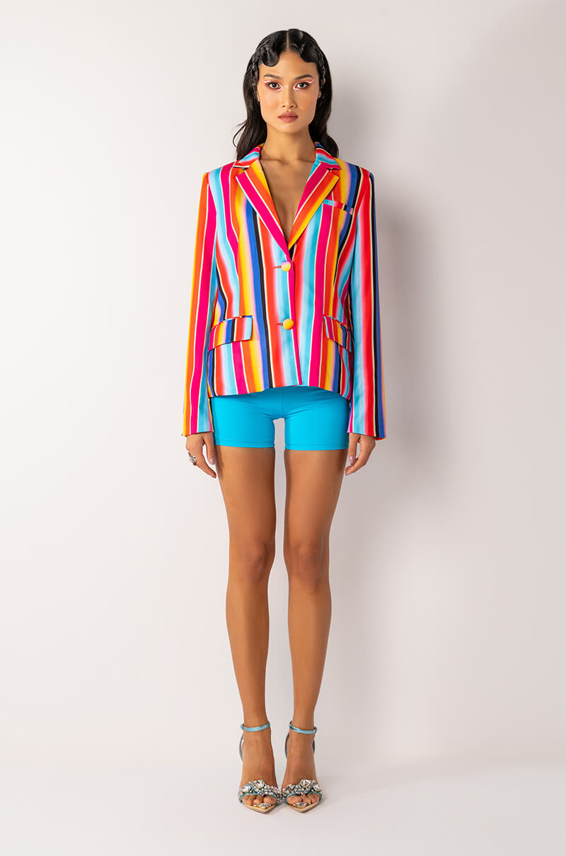 OPEN BACK MULTI STRIPE BLAZER