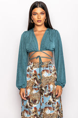 TRY HARDER TIE FRONT CROP TOP