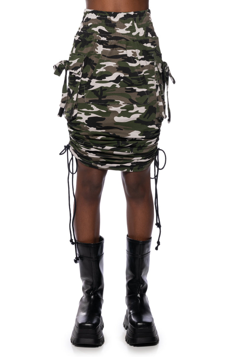 TRY ME B ROUCHED MIDI SKIRT