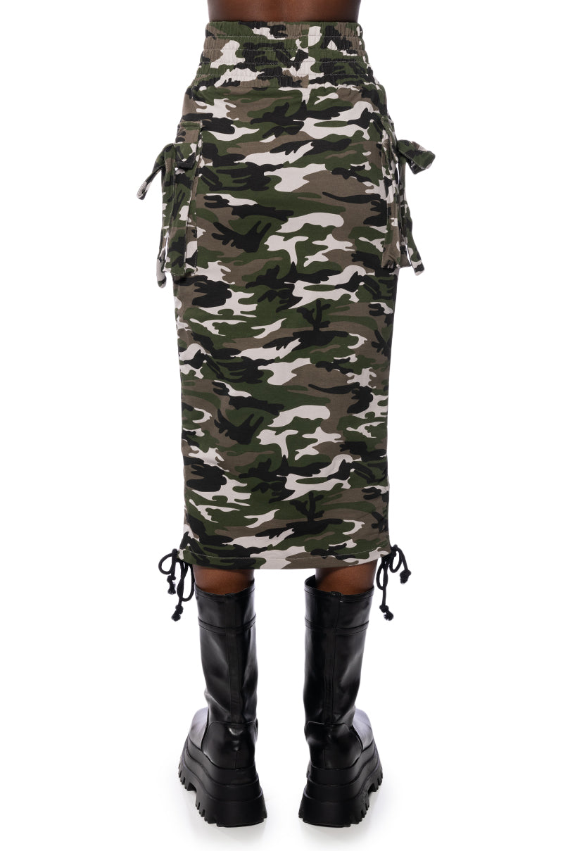 TRY ME B ROUCHED MIDI SKIRT