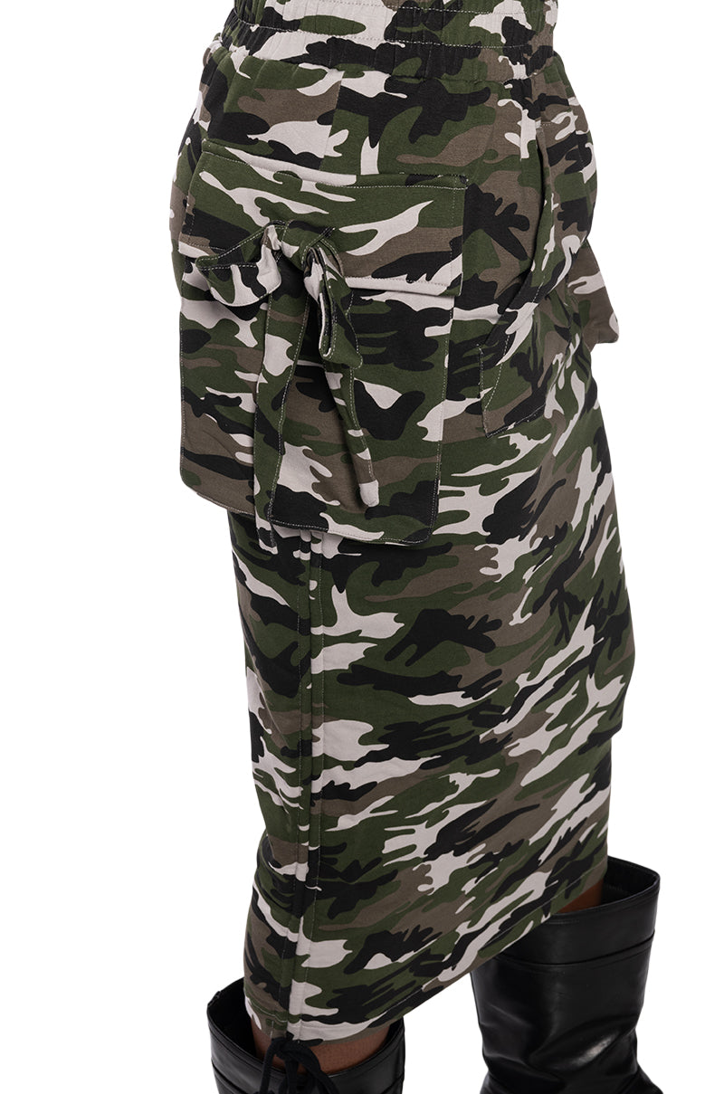 TRY ME B ROUCHED MIDI SKIRT