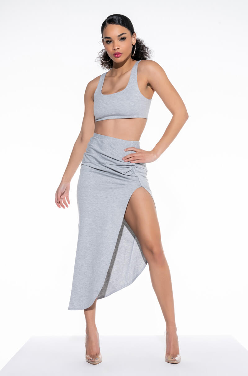 TAKARA KNOT DETAIL MIDI SKIRT