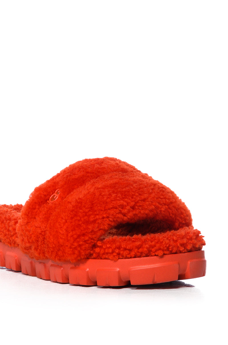 UGG COZETTA FUR SLIPPERS IN RED