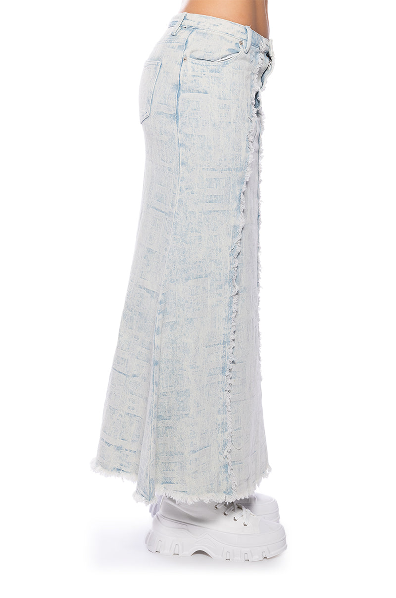 ULTRA BLEACH WASH DENIM MAXI SKIRT