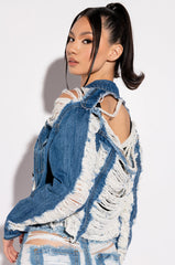 ULTRA DISTRESSED CROP DENIM JACKET