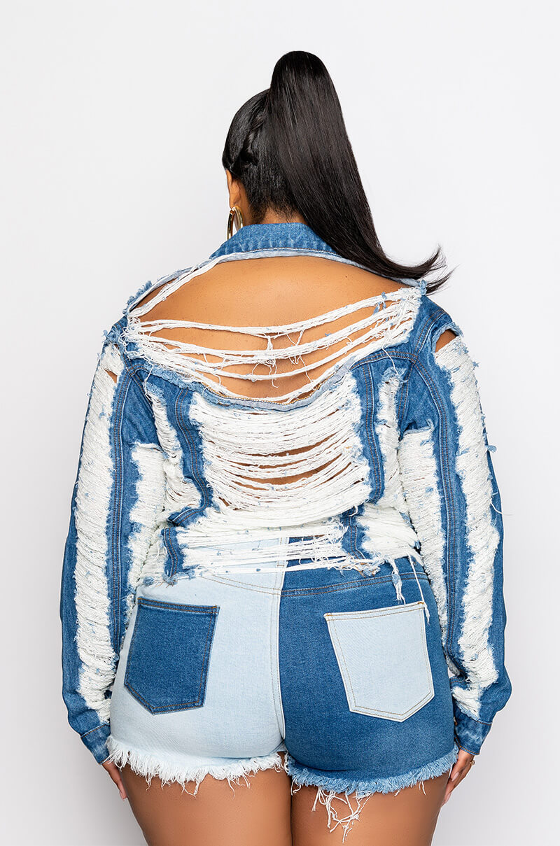 ULTRA DISTRESSED CROP DENIM JACKET