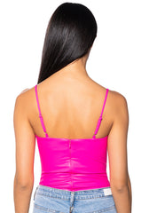 ULTRA STRETCH FAUX LEATHER SQUARE NECK BODYSUIT