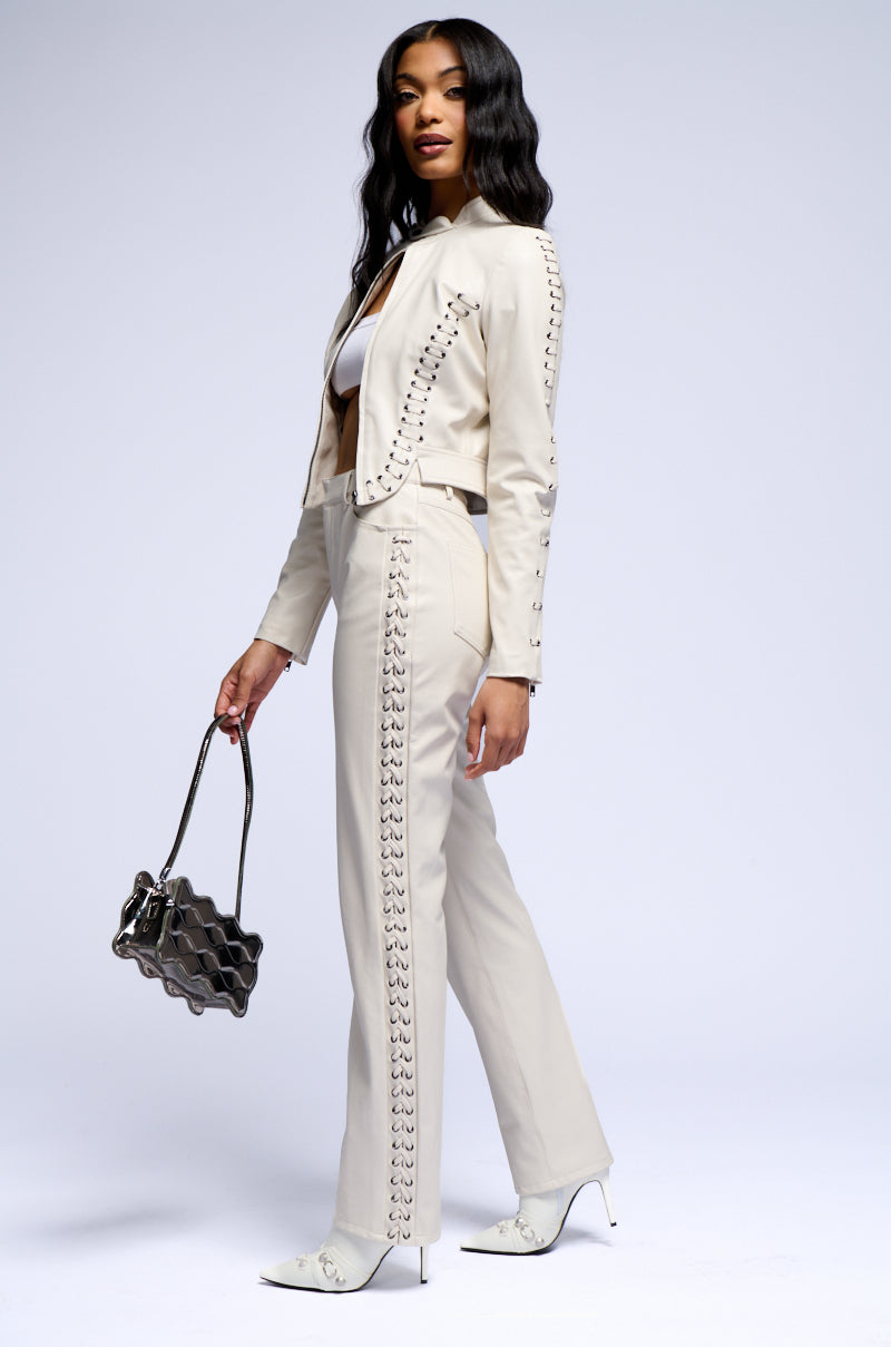 UNBELIEVABLE LACE UP PU MOTO JACKET