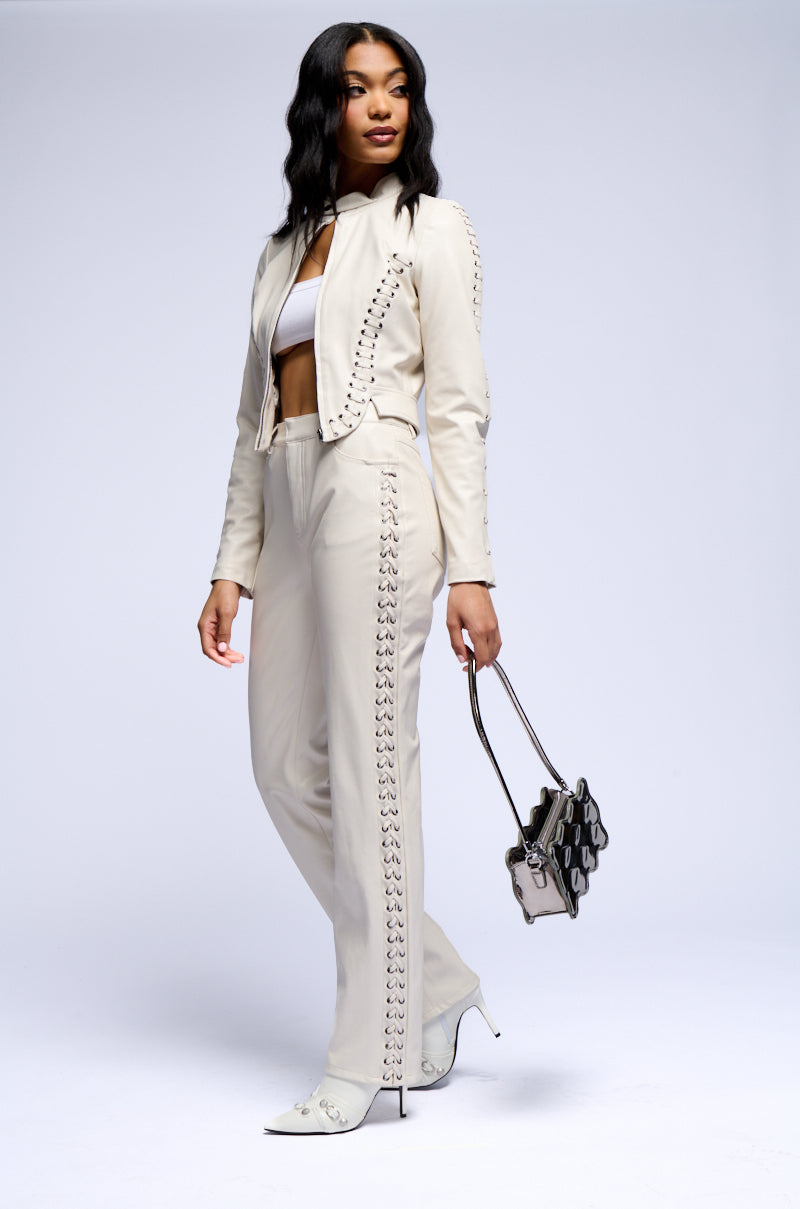 UNBELIEVABLE LACE UP PU MOTO JACKET
