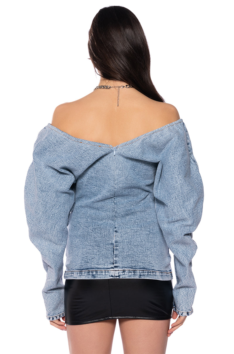 MELANY CINCHED DENIM TOP