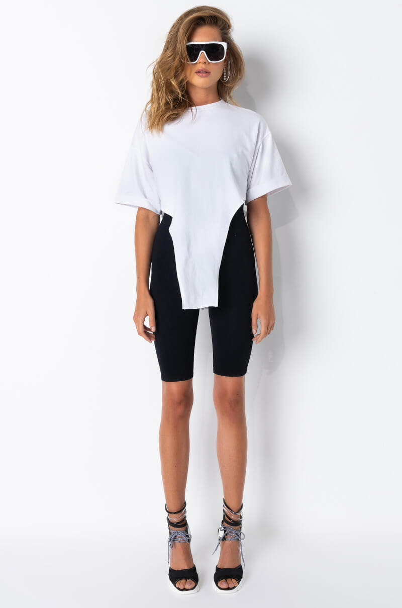 UNTHINKABLE T SHIRT WITH IRREGULAR HEM