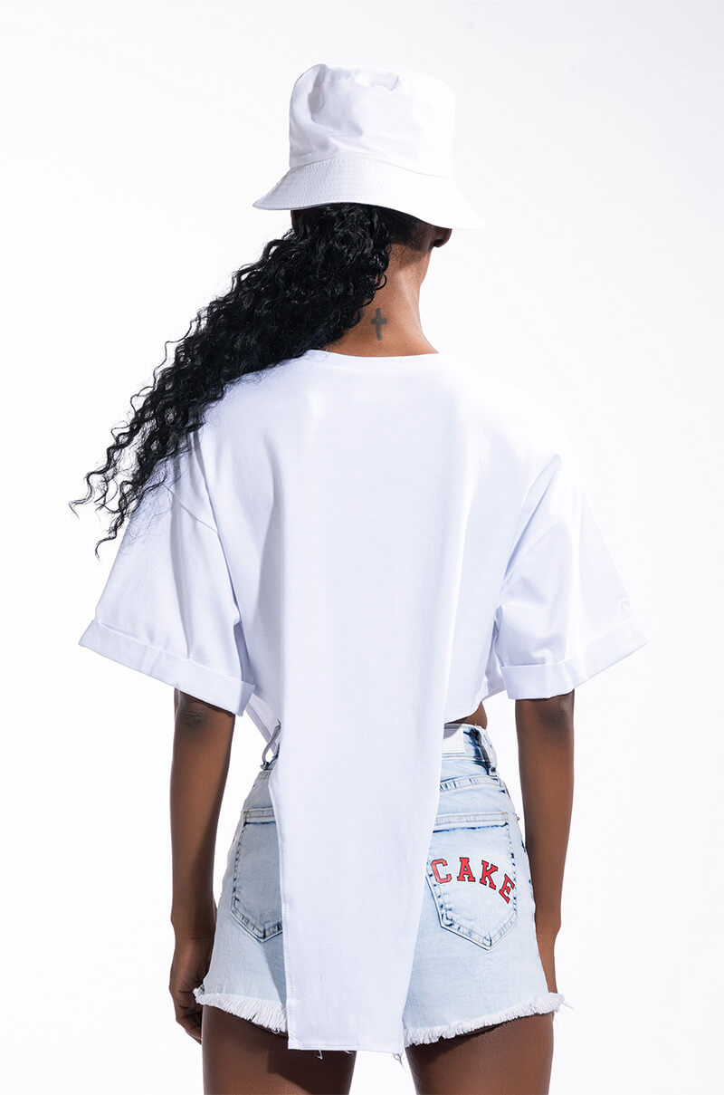 UNTHINKABLE T SHIRT WITH IRREGULAR HEM