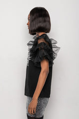 UP ALL NIGHT TULLE DETAIL T SHIRT