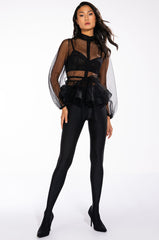 UPPER EAST SIDE TIE NECK LONG SLEEVE PEPLUM BLOUSE