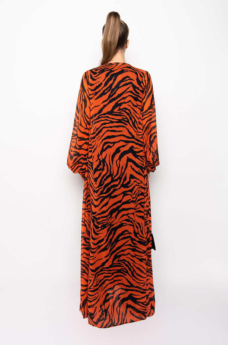 VACAY WINNER TIGER PRINT CHIFFON DUSTER