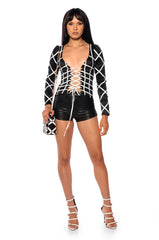 VALENTINA LACE UP LONG SLEEVE BLOUSE