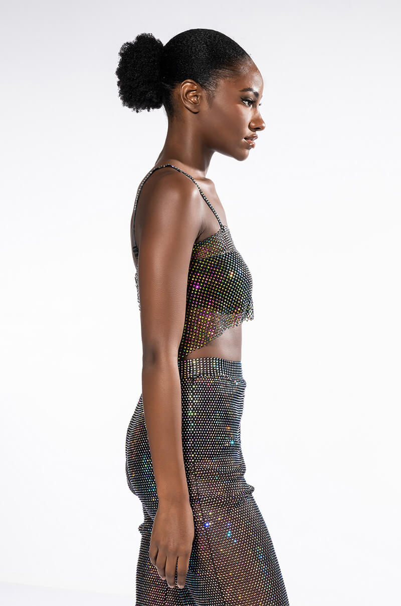 VANESSA RHINESTONE MESH SLEEVELESS CROP