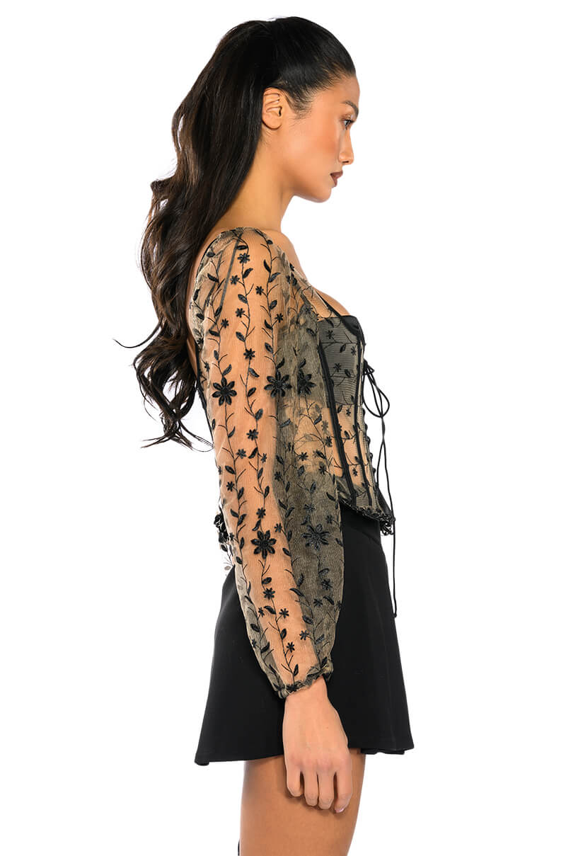 VEN AQUI LACE UP CORSET TOP