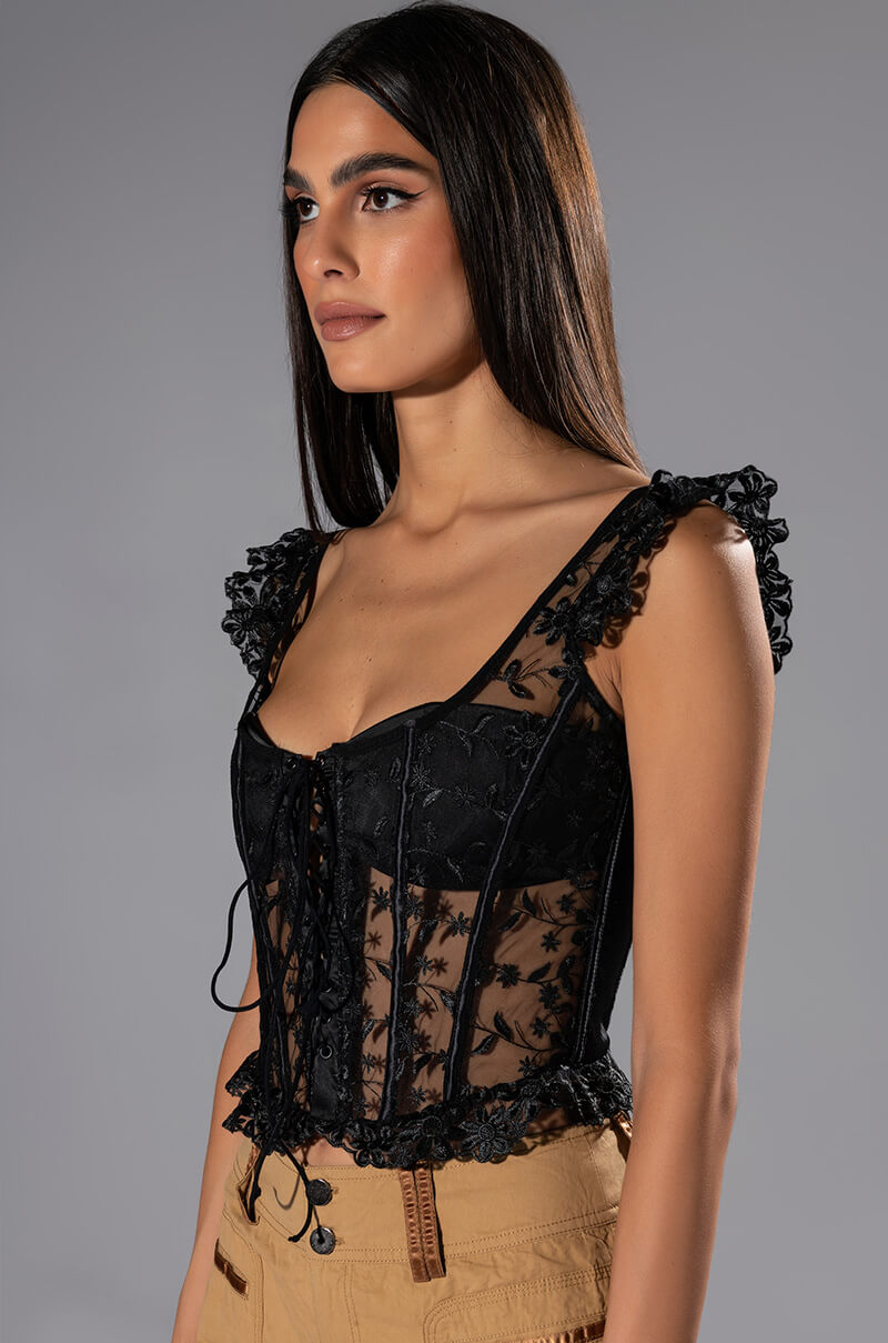 VEN AQUI LACE UP CORSET TOP