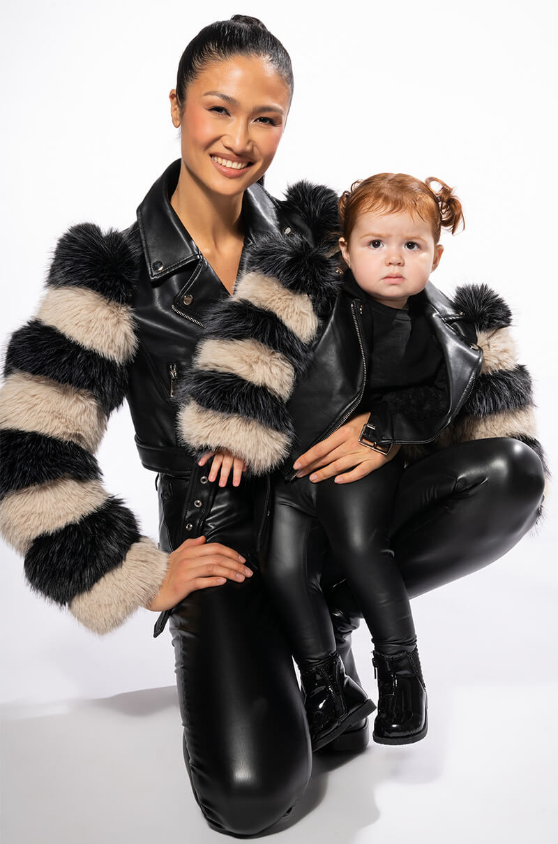 VENETA MOTO JACKET WITH FAUX FUR ARM