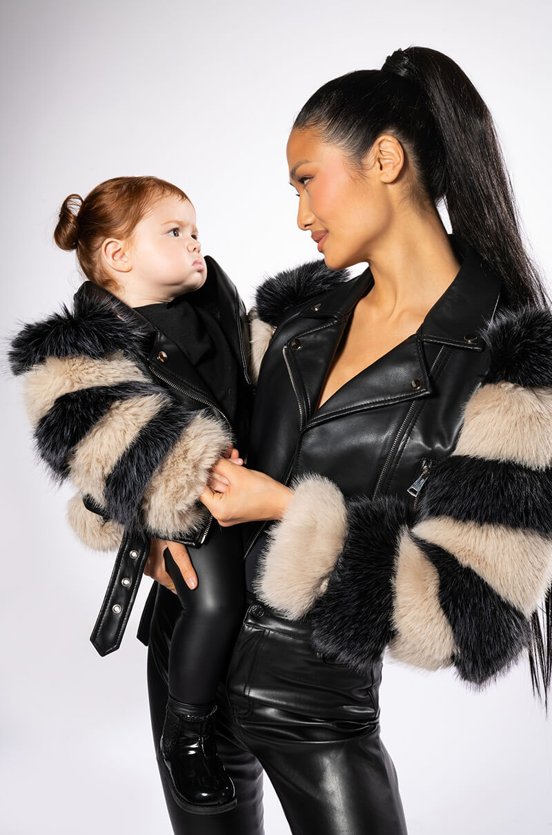 VENETA MOTO JACKET WITH FAUX FUR ARM