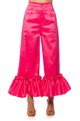 VERONA RUFFLE HEM TROUSER IN PINK