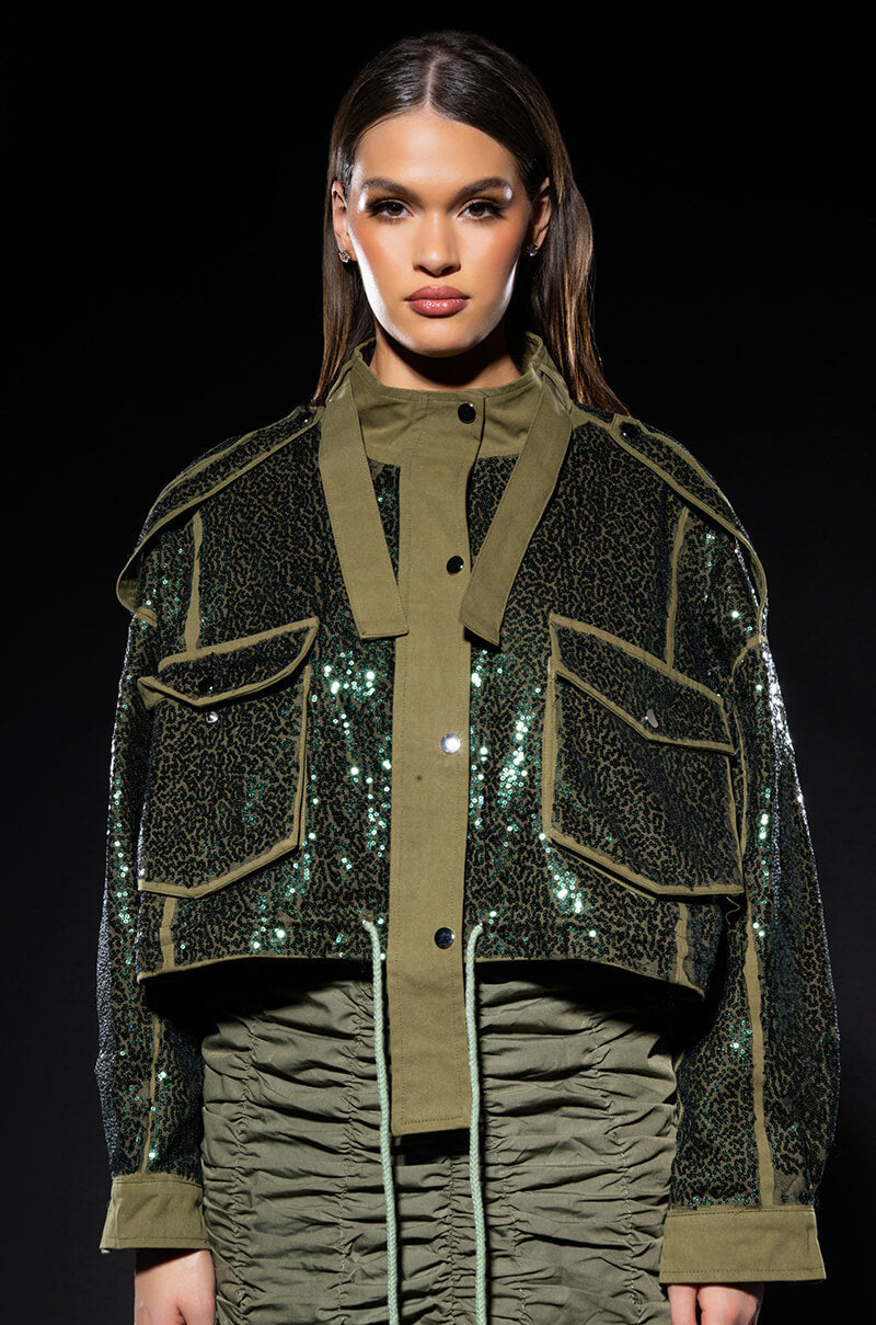 VIBE ALL NIGHT SEQUIN NYE BOMBER JACKET