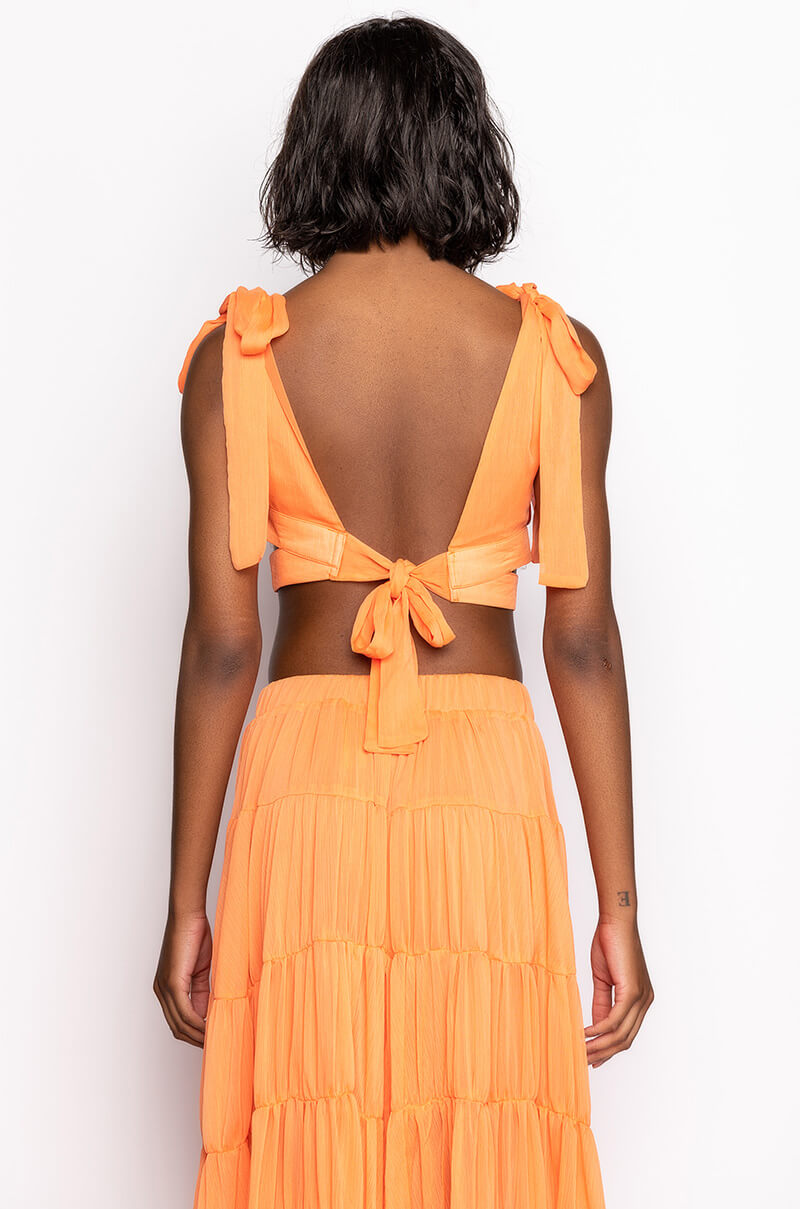 VILLA DREAMS BOW DETAIL CROPPED BLOUSE
