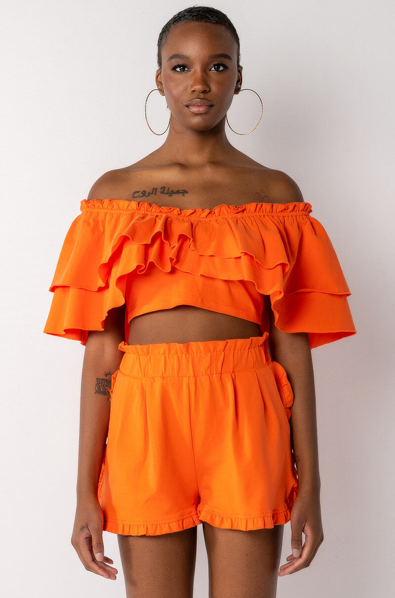 CHEYENNE RUFFLE CROP TOP