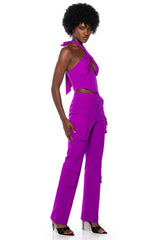 VIOLET CUT OUT HALTER TOP