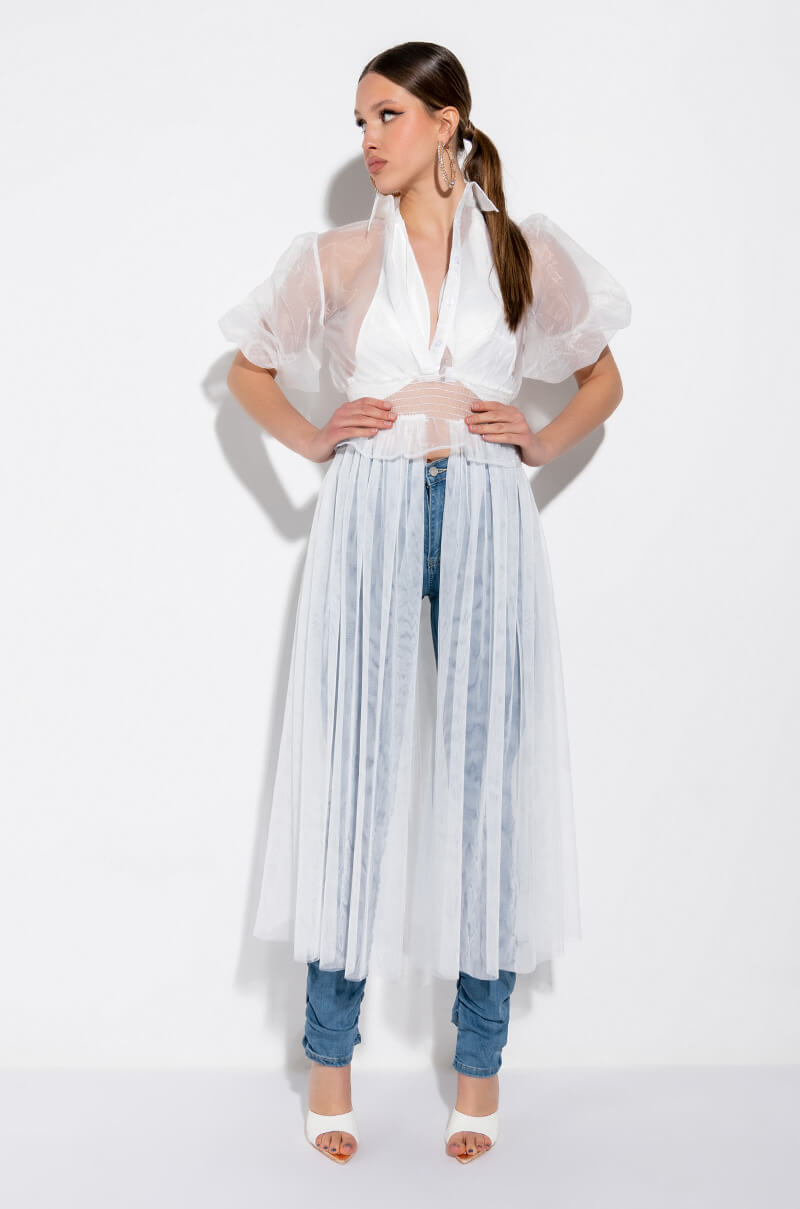 VIOLETTE SMOCKED WAIST HIGH LOW BLOUSE