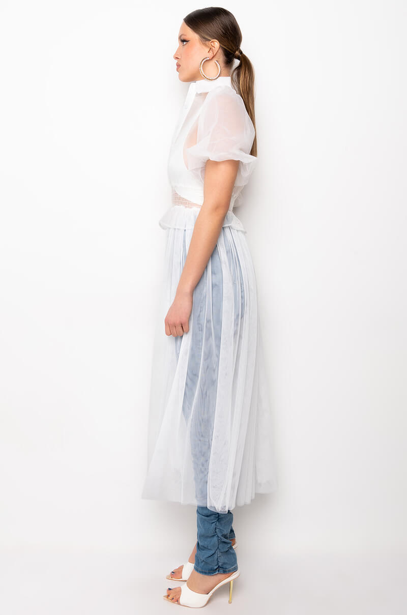VIOLETTE SMOCKED WAIST HIGH LOW BLOUSE