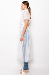 VIOLETTE SMOCKED WAIST HIGH LOW BLOUSE