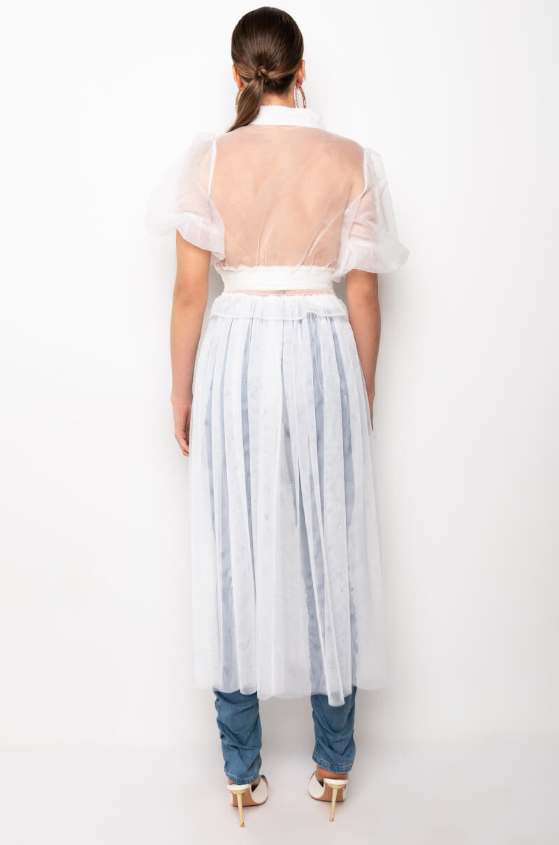 VIOLETTE SMOCKED WAIST HIGH LOW BLOUSE