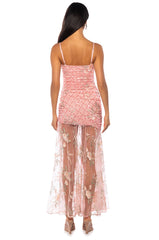 VIVIAN BEADED SLEEVELESS MAXI DRESS IN PINK
