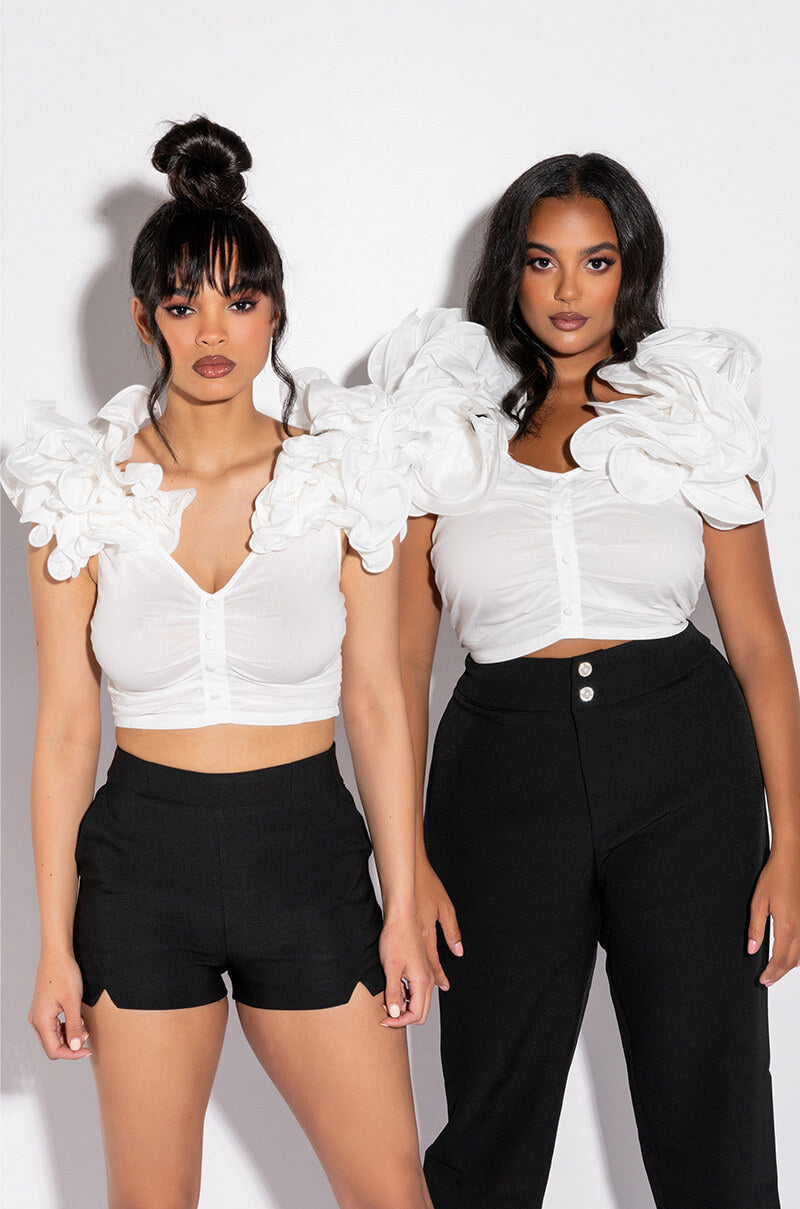 VIVIANA OFF THE SHOULDER RUFFLE DETAIL BLOUSE
