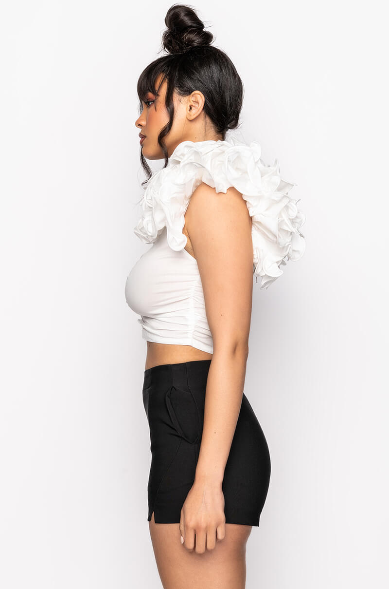 VIVIANA OFF THE SHOULDER RUFFLE DETAIL BLOUSE