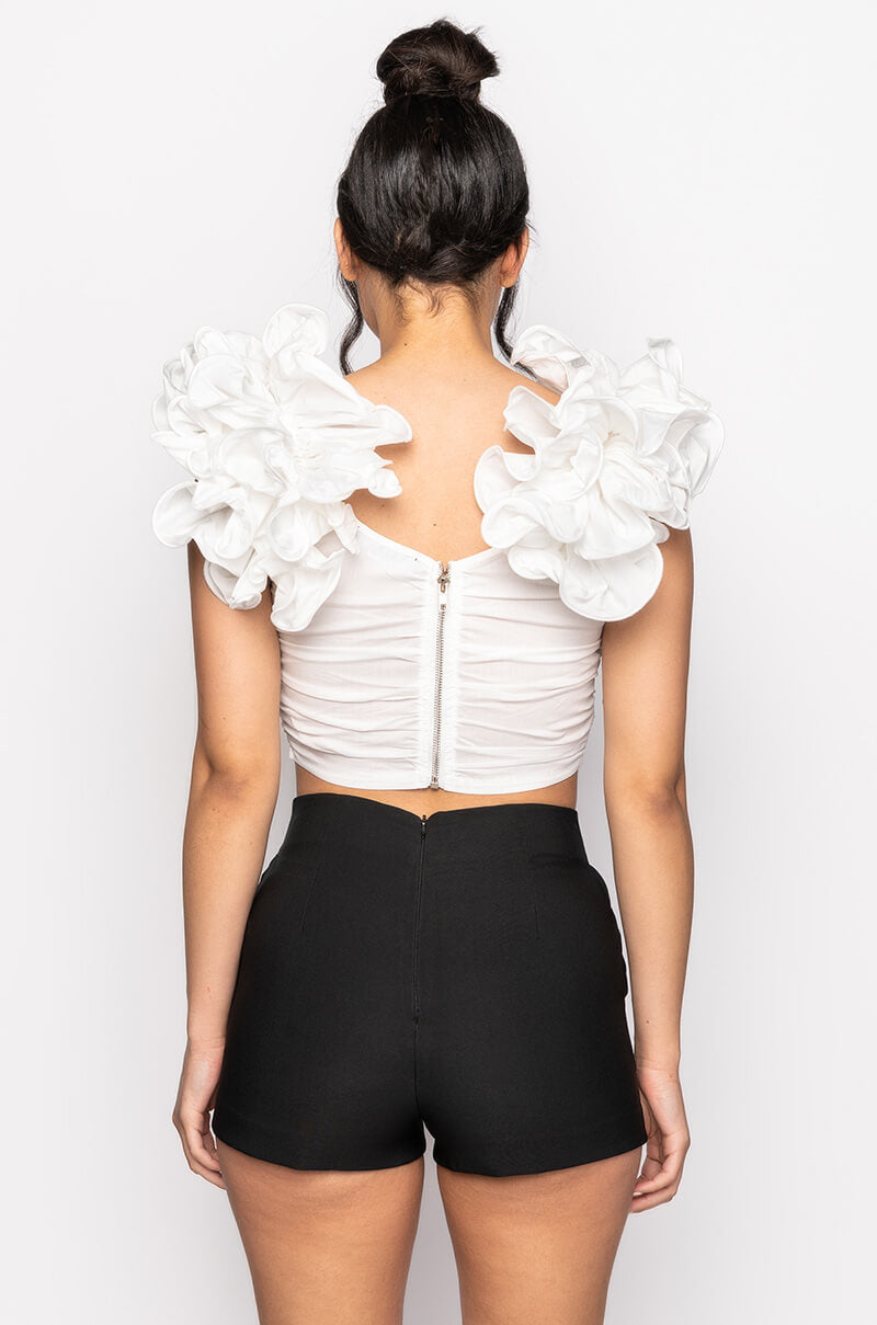 VIVIANA OFF THE SHOULDER RUFFLE DETAIL BLOUSE