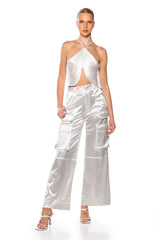 VIVIANNE FRINGE DETAIL CROP TOP IN WHITE