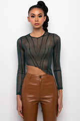 VIVID LONG SLEEVE CREW NECK MESH TSHIRT