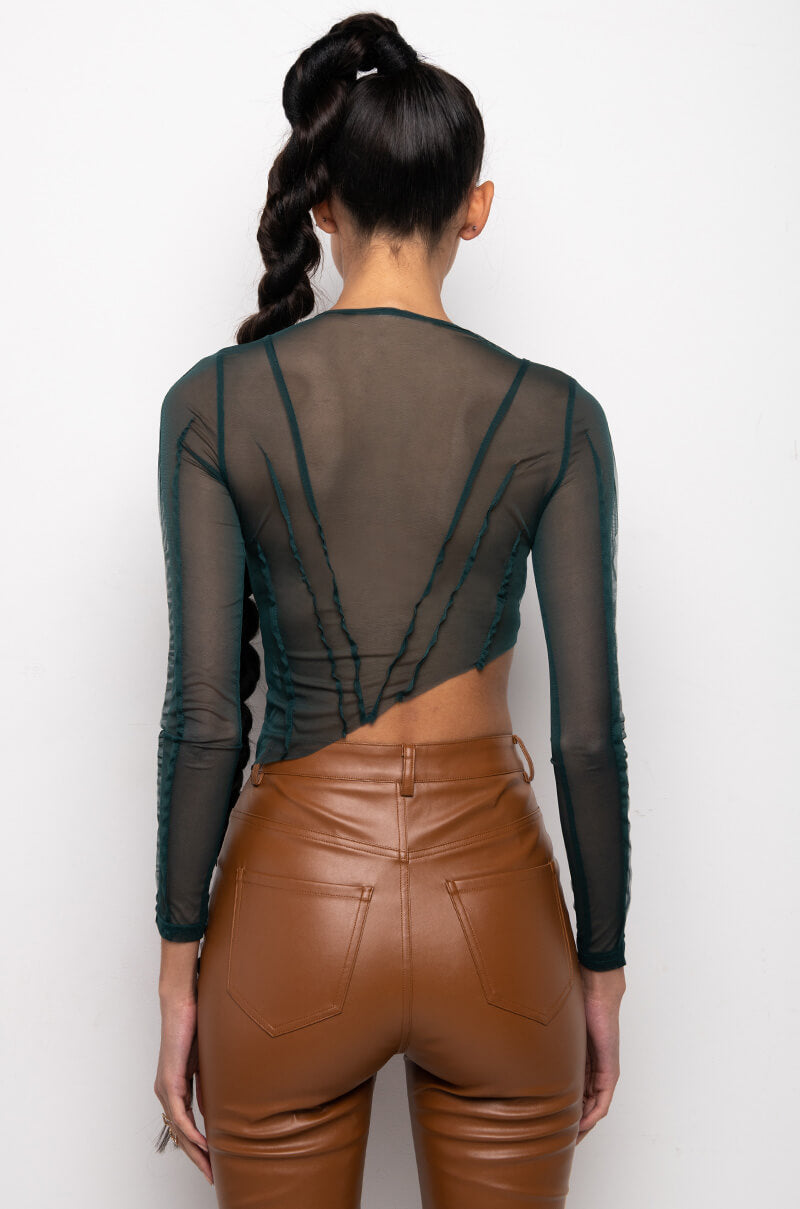 VIVID LONG SLEEVE CREW NECK MESH TSHIRT
