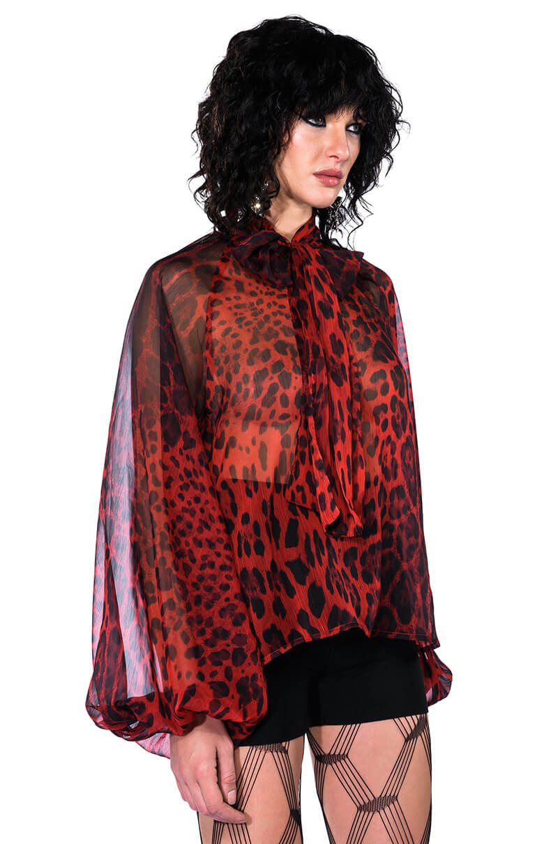 CAITLYNN TIE NECK SHEER BLOUSE