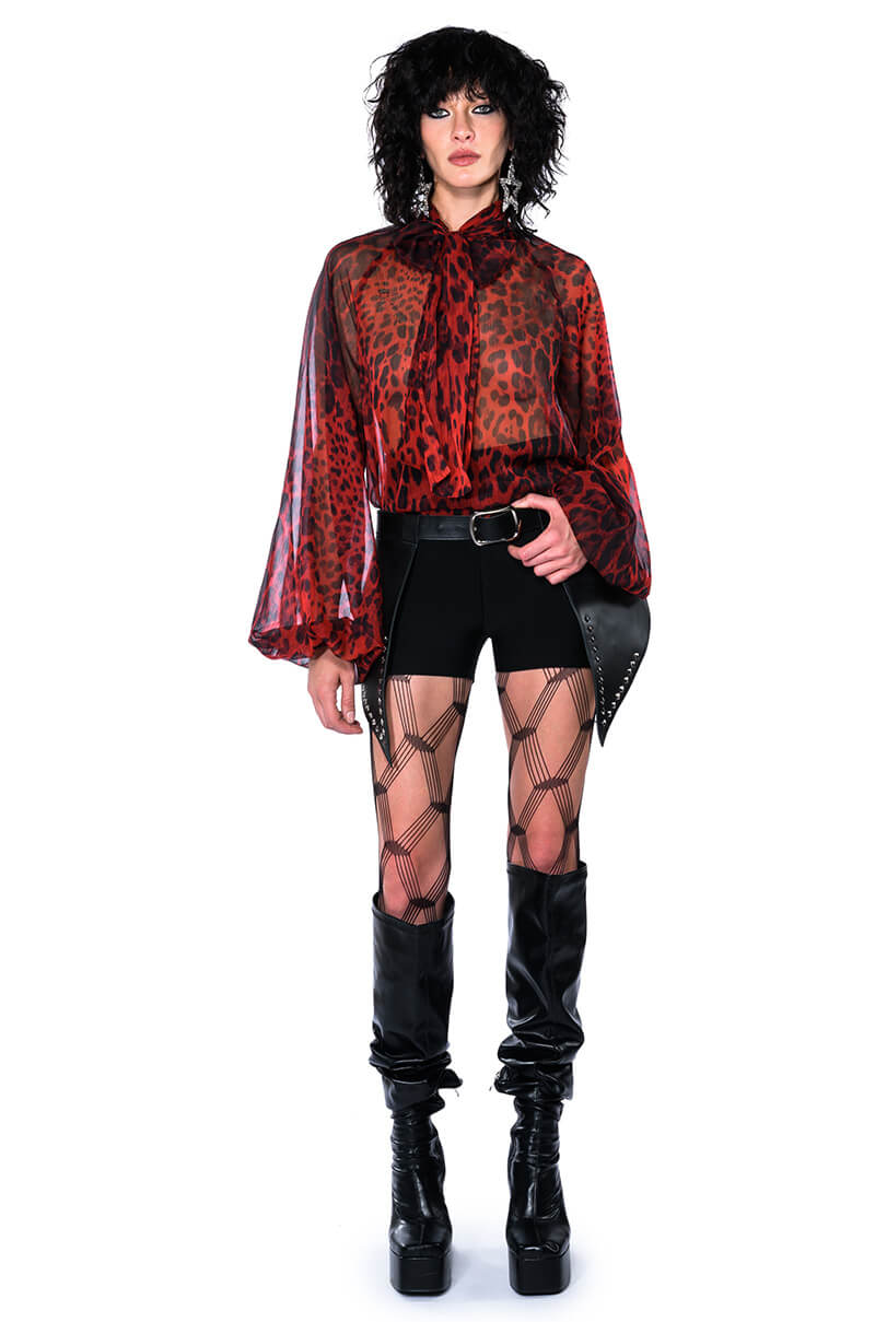 CAITLYNN TIE NECK SHEER BLOUSE