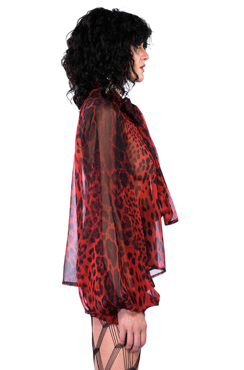 CAITLYNN TIE NECK SHEER BLOUSE