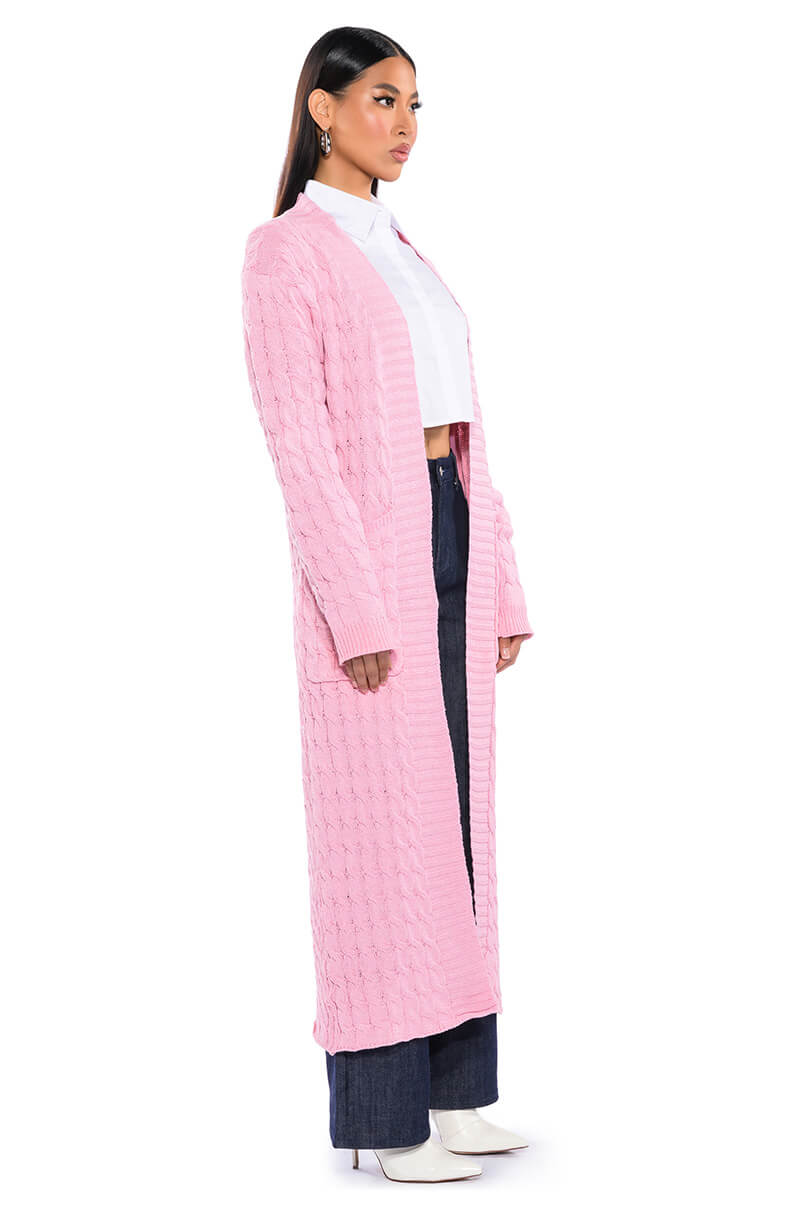 WARM N FUZZY BRAID PATTERN KNIT CARDIGAN
