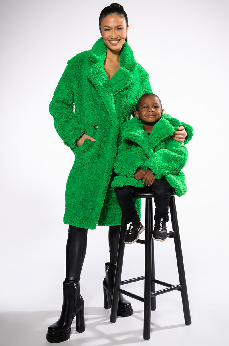 NAOMI LUXE WOOLISH TRENCH IN KELLY GREEN