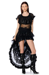 WEDNESDAY LAYERED TULLE SHORT SLEEVE BLOUSE