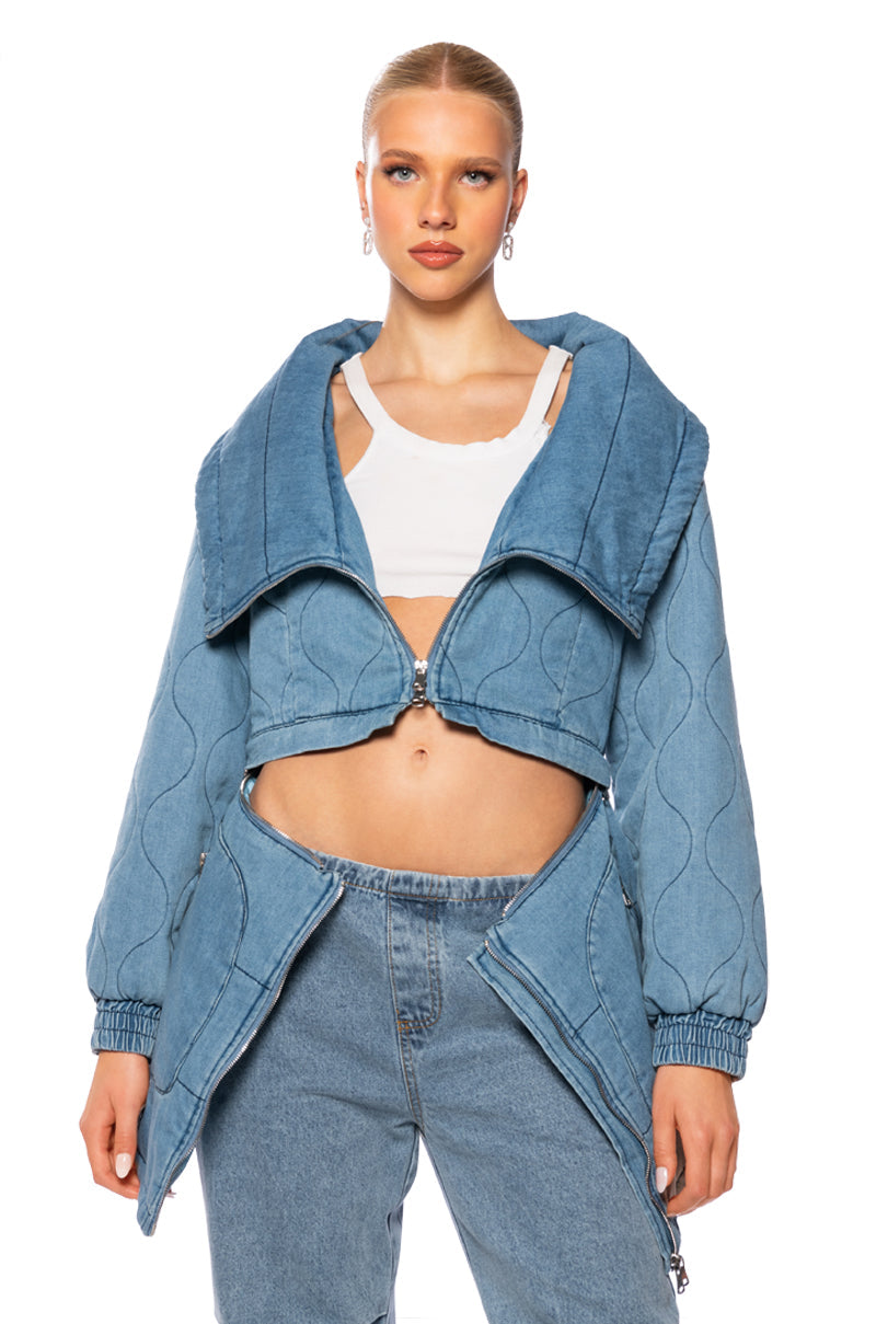 SHE'S A QT CONVERTIBLE DENIM JACKET
