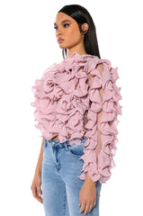 WHAT YOU WANT ONE SLEEVE TEXTURED TOP